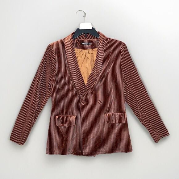 Nasty Gal Jackets & Blazers - Nasty Gal Blazer Jacket Ribbed Velvet Double Breasted Brown Bronze Size 8